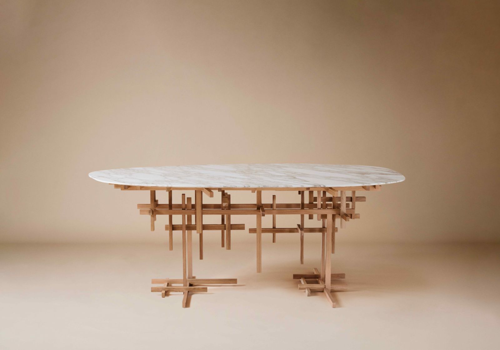 Crafted in Higashikawa, featuring refined natural palettes of white oak and Calacatta marble