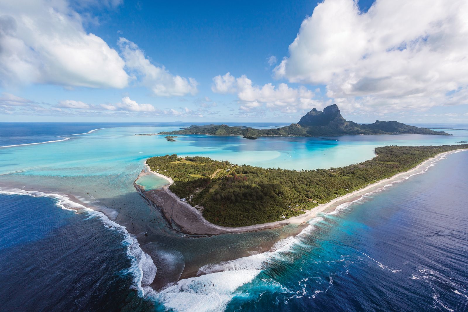 Aerial view of Bora Bora island, French Polynesia