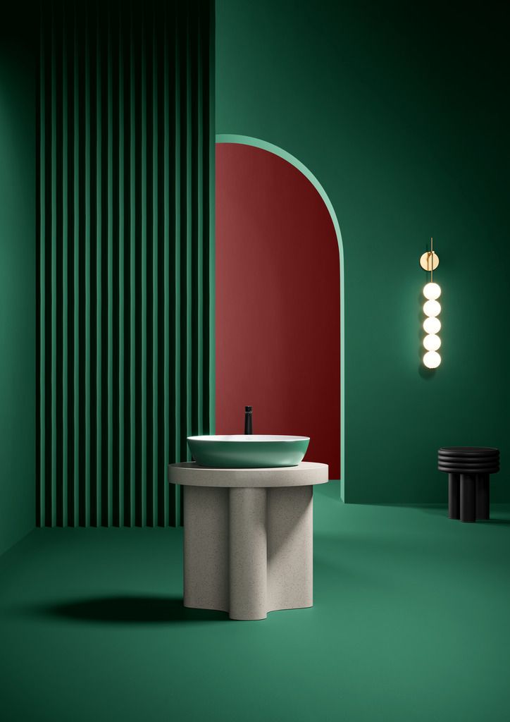 A pedestal sink from the Forest colourway