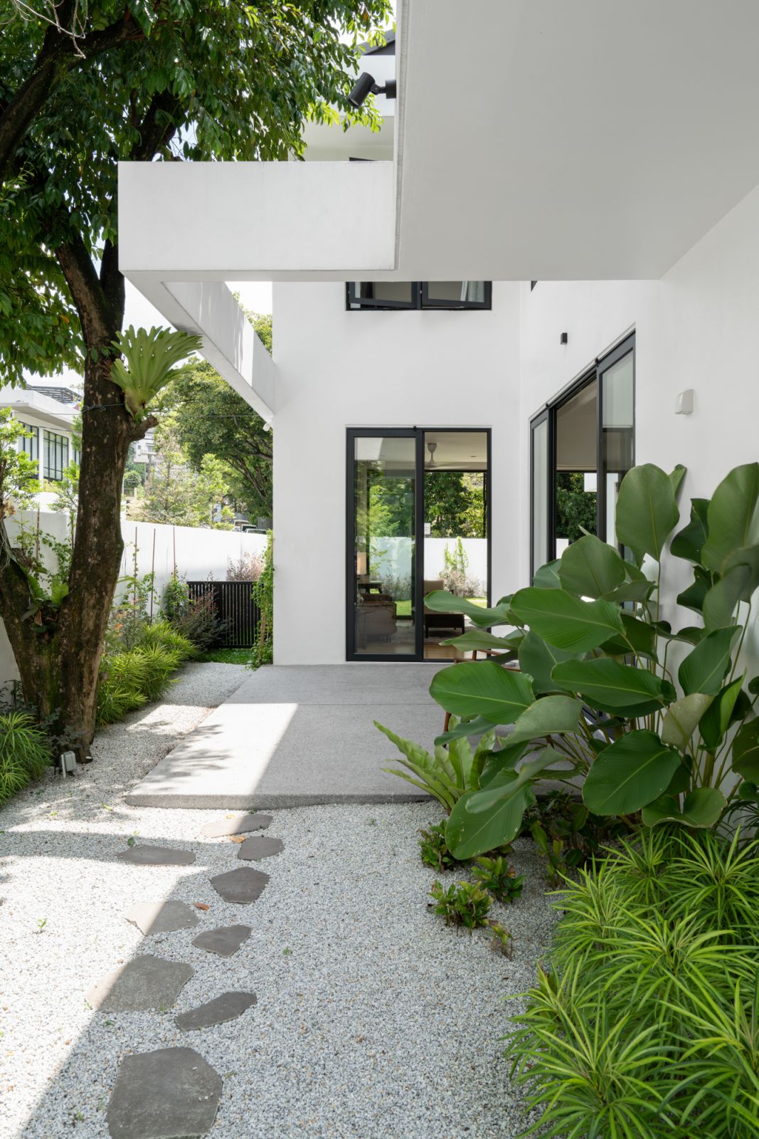 The well-landscaped garden