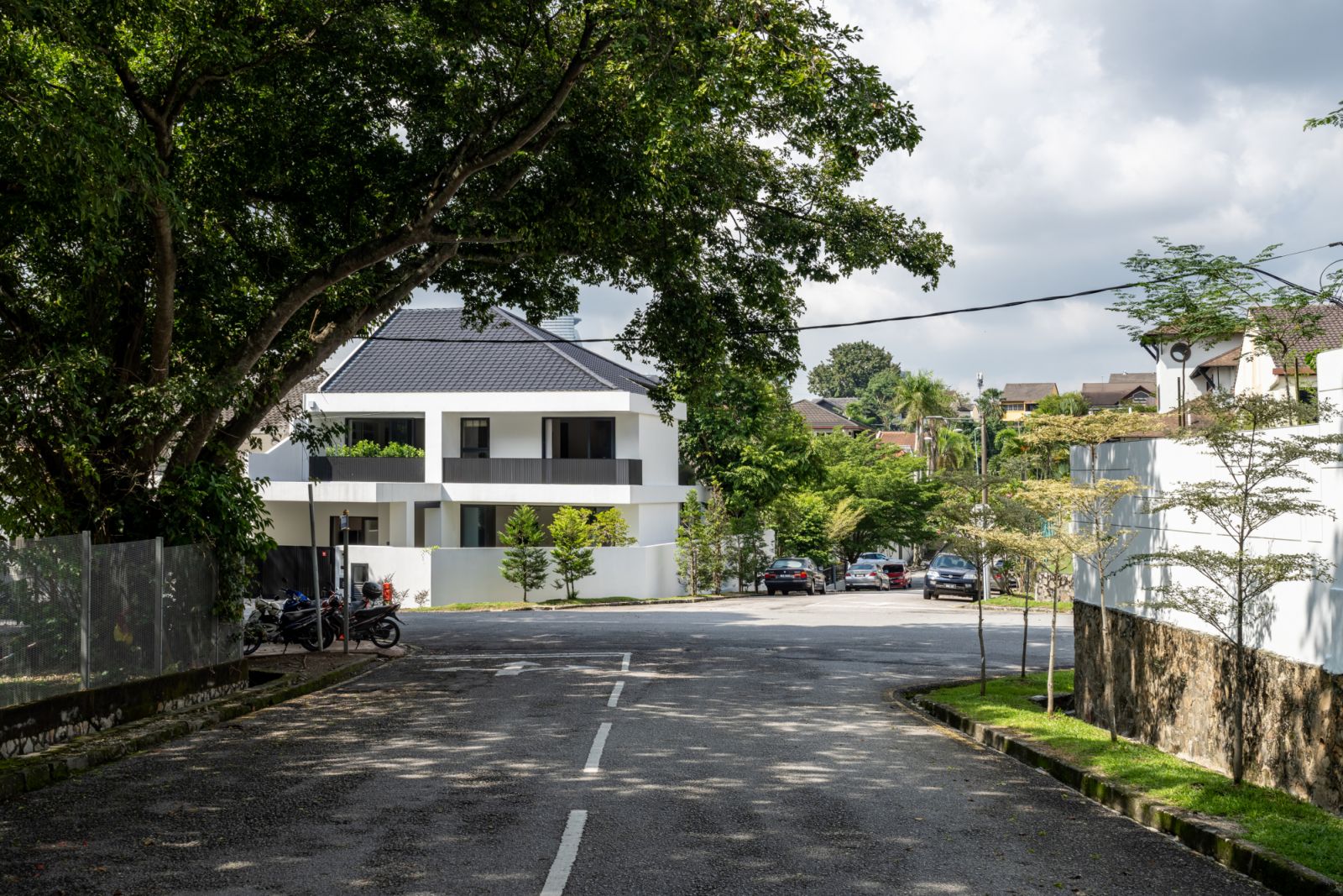 A view of the house from the quiet street