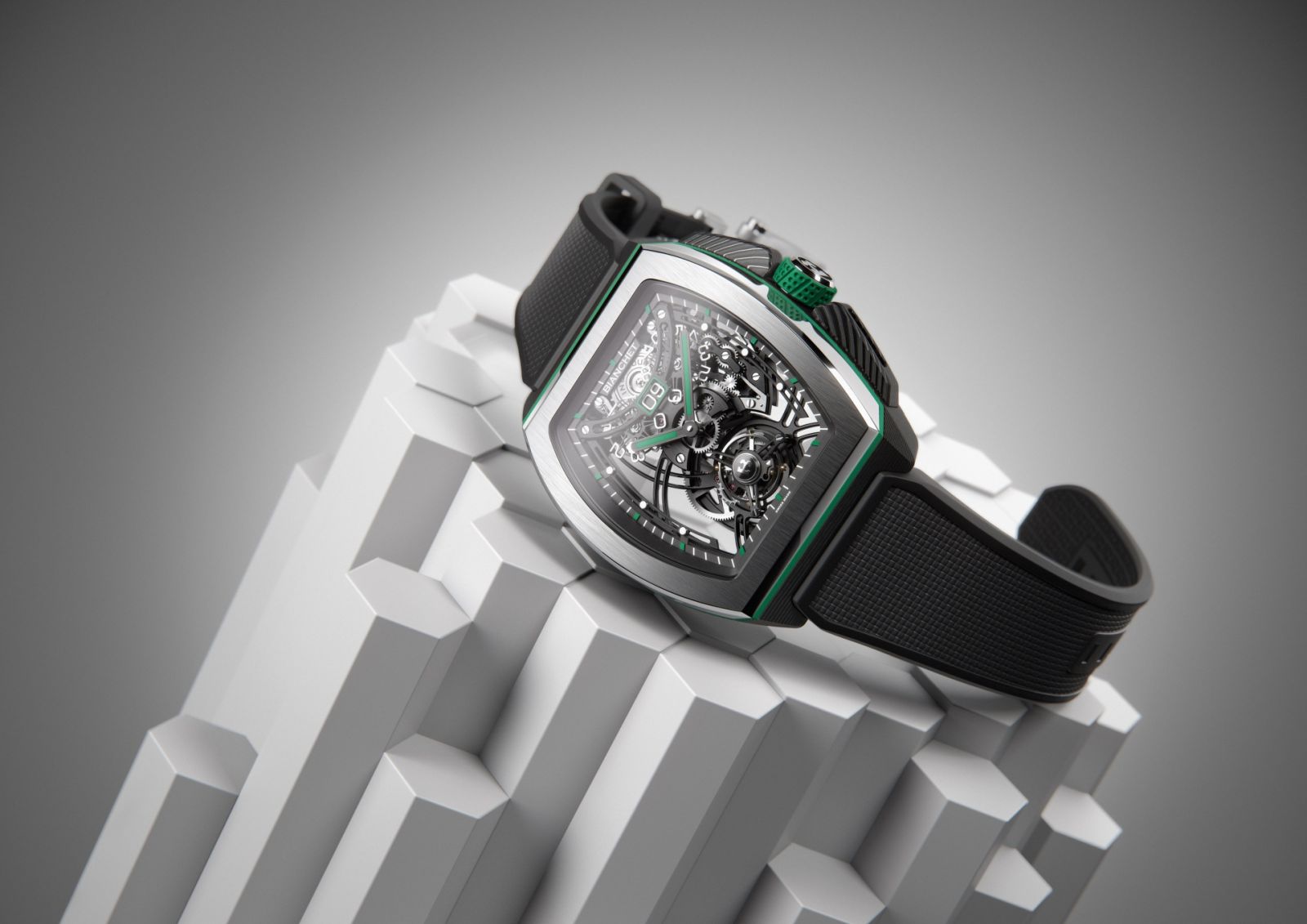 Bianchet Flying Tourbillon Grande Date B1.618 Hybrid腕錶。(Photo: Bianchet)
