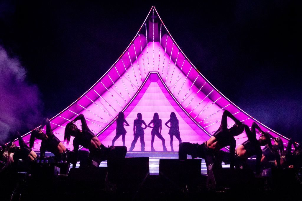 INDIO, CALIFORNIA - APRIL 22: Rosé, Jennie, Lisa, and Jisoo of BLACKPINK perform at the Coachella Stage during the 2023 Coachella Valley Music and Arts Festival on April 22, 2023 in Indio, California. (Photo by Emma McIntyre/Getty Images for Coachella)