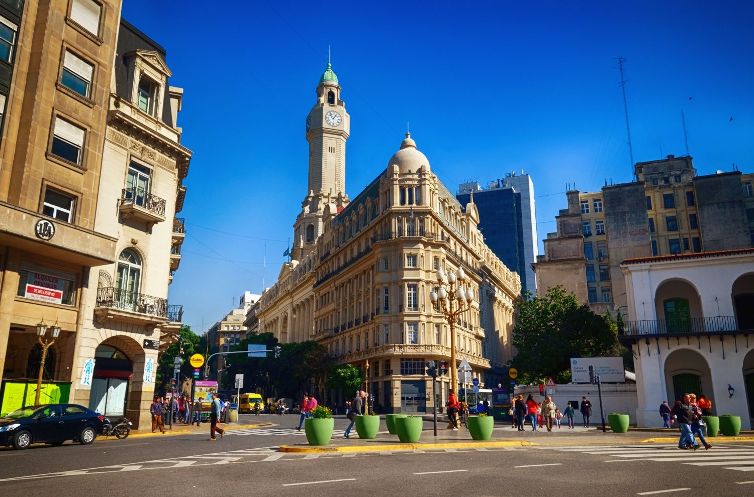 The city square, also known as Plaza de Mayo, in downtown Buenos Aires, Argentina.