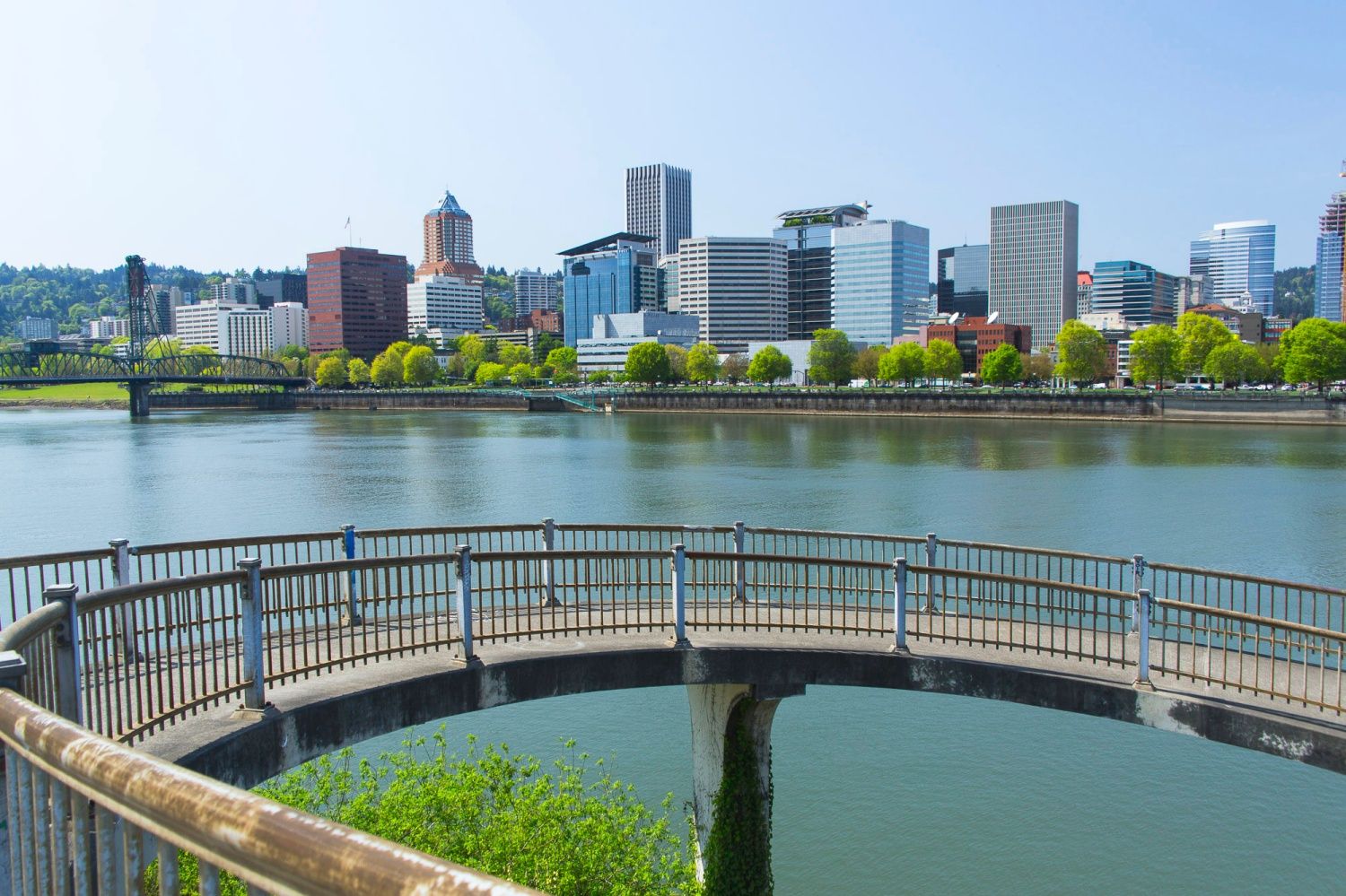 view of Downtown Portland taken from the Eastbank Esplanade