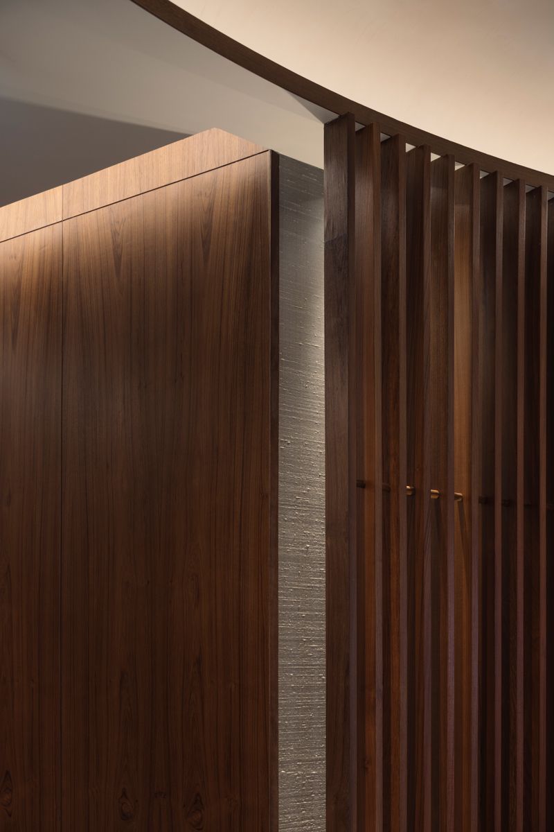 The precise detailing of the curved timber panels