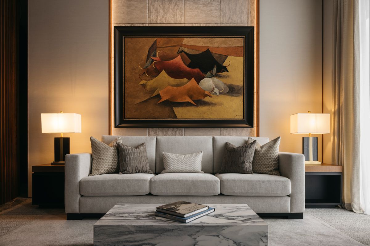 This symmetrical composition creates a look that is both restful and elegant
