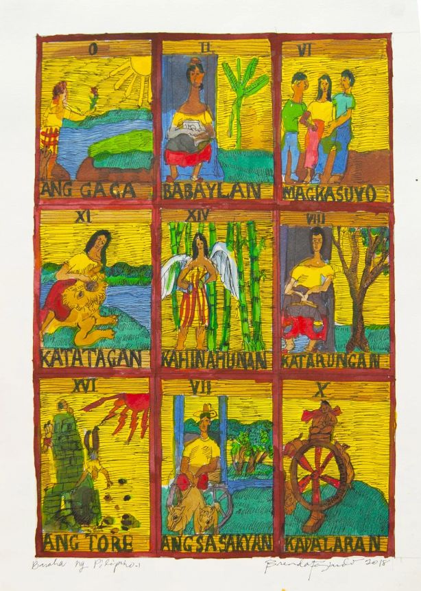 "Baraha ng Pilipino 1", coloured ink on paper, 2018 (Photo: Courtesy of Tin-Aw Gallery)