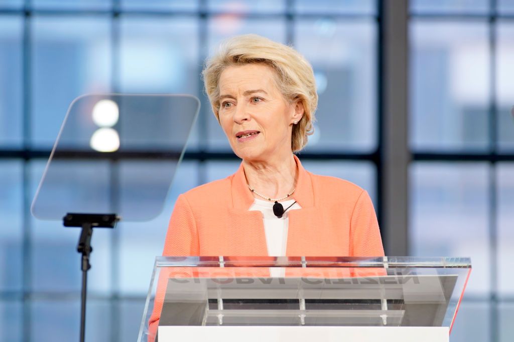 NEW YORK, NEW YORK - SEPTEMBER 21: Ursula von der Leyen, President of the European Commission, speaks onstage during Global Citizen NOW: Climate Sessions 2023 at Guastavino's on September 21, 2023 in New York City. (Photo by Rob Kim/Getty Images for Global Citizen)