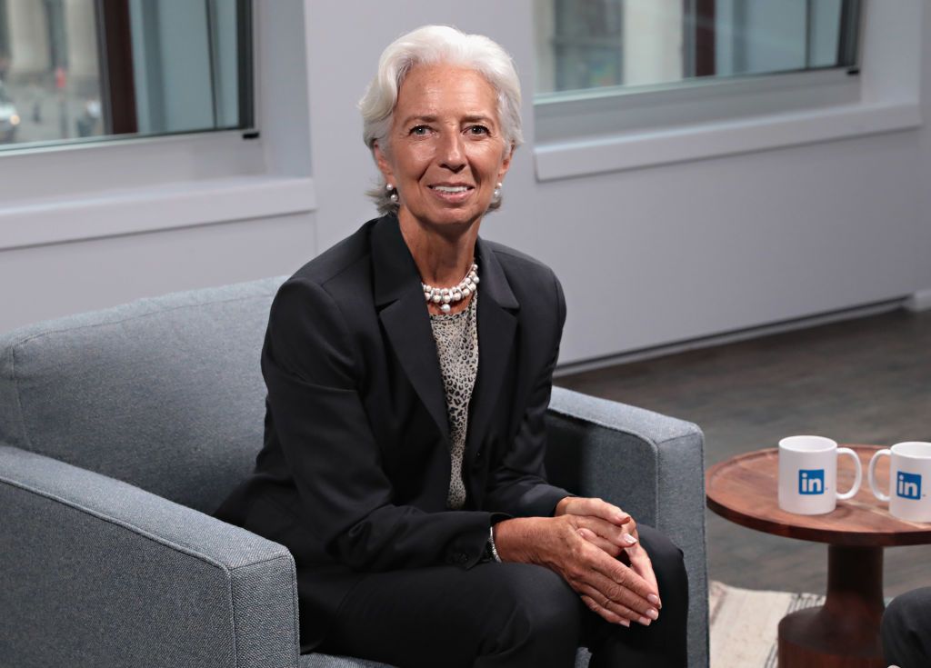 NEW YORK, NY - SEPTEMBER 19:  Managing Director of the International Monetary Fund (IMF) Christine Lagarde sits down for an interview at the LinkedIn Studios on September 19, 2017 in New York City.  (Photo by Cindy Ord/Getty Images)