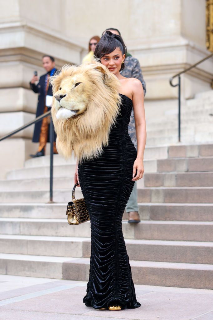 PARIS, FRANCE - JANUARY 23: Kylie Jenner is seen during the Paris Fashion Week - Haute Couture Sring Summer 2023 on January 23, 2023 in Paris, France. (Photo by Arnold Jerocki/Getty Images)
