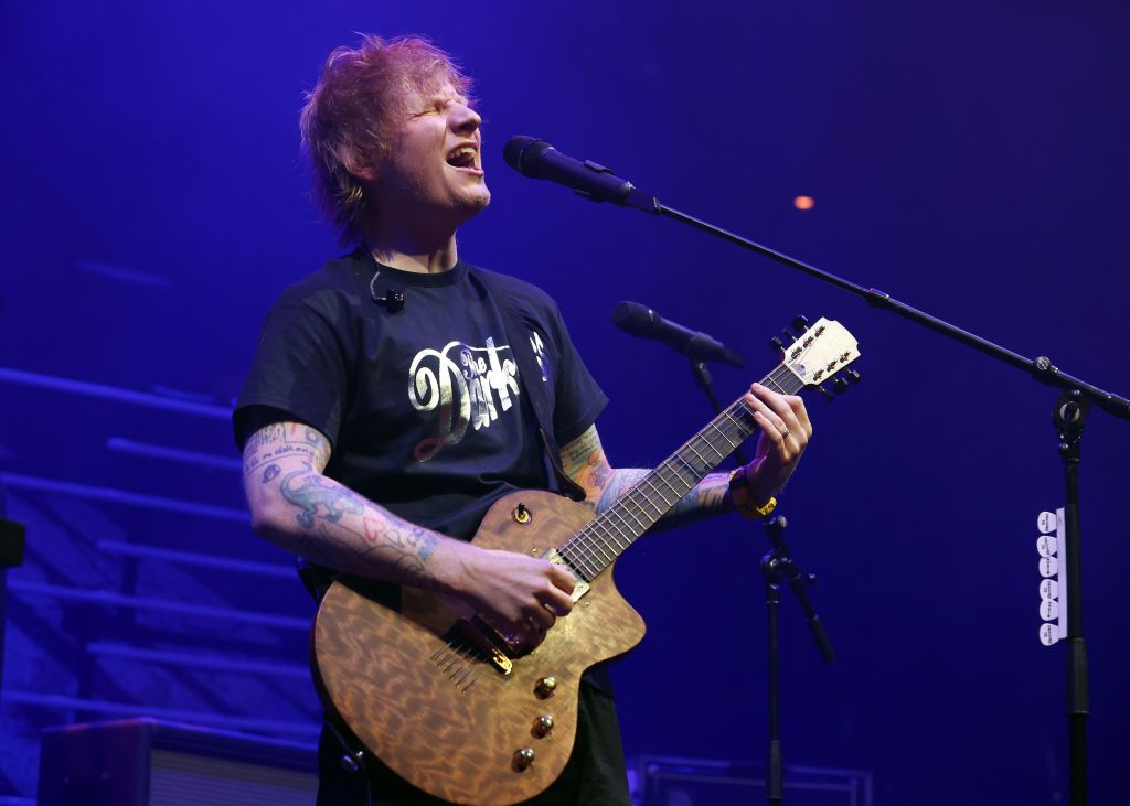 LONDON, ENGLAND - DECEMBER 09: Ed Sheeran performs live on stage as he plays a surprise support set for The Darkness at The Roundhouse on December 09, 2023 in London, England. (Photo by Simone Joyner/Getty Images)