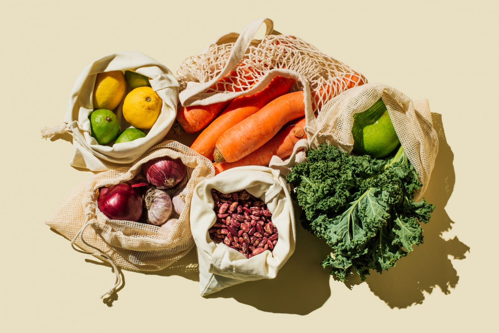Groceries in reusable produce bags. (Photo Getty Images)