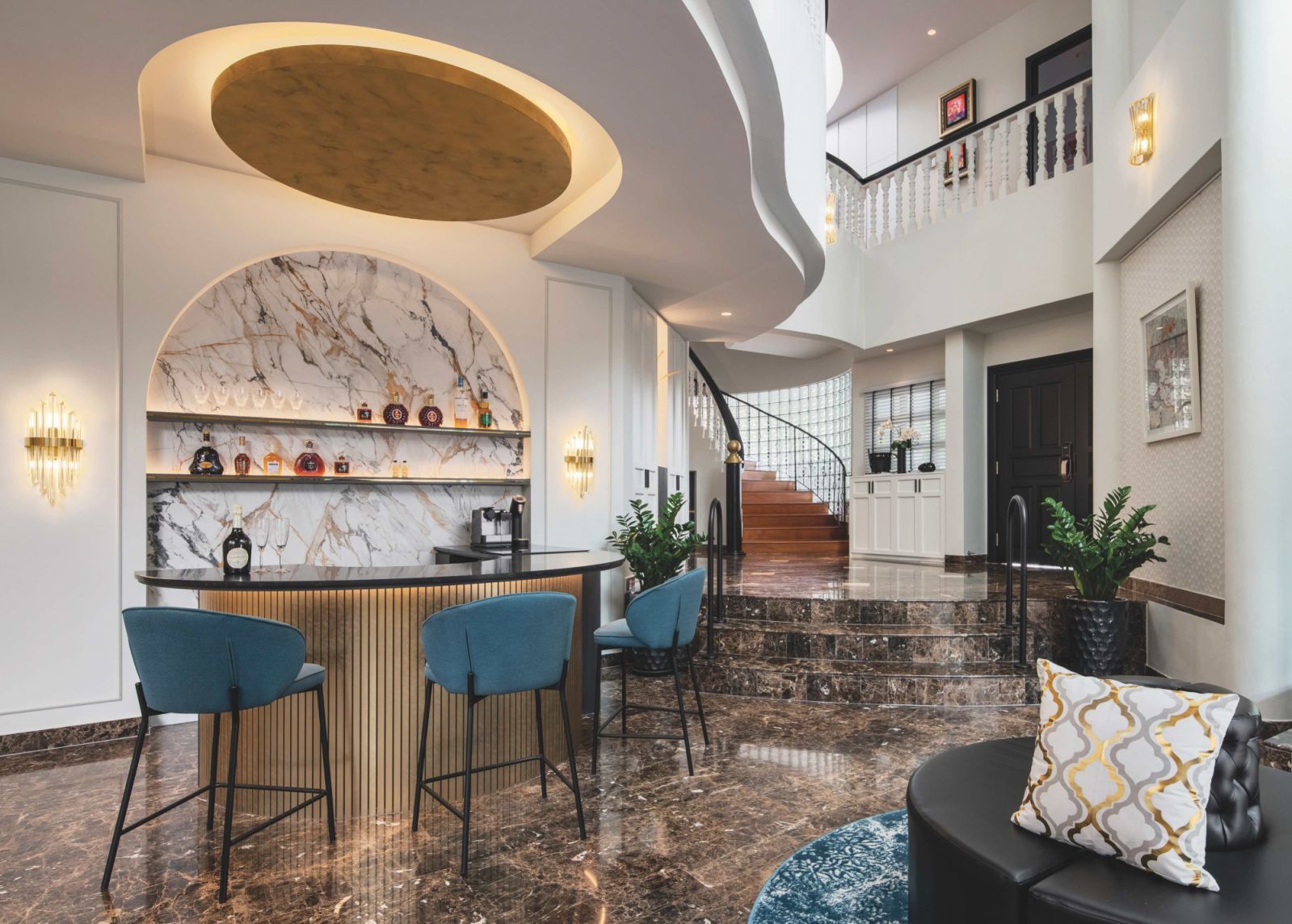 A courtly Singapore home with hints of maximalism designed by KNQ Associates (Photo: courtesy of KNQ Associates)
