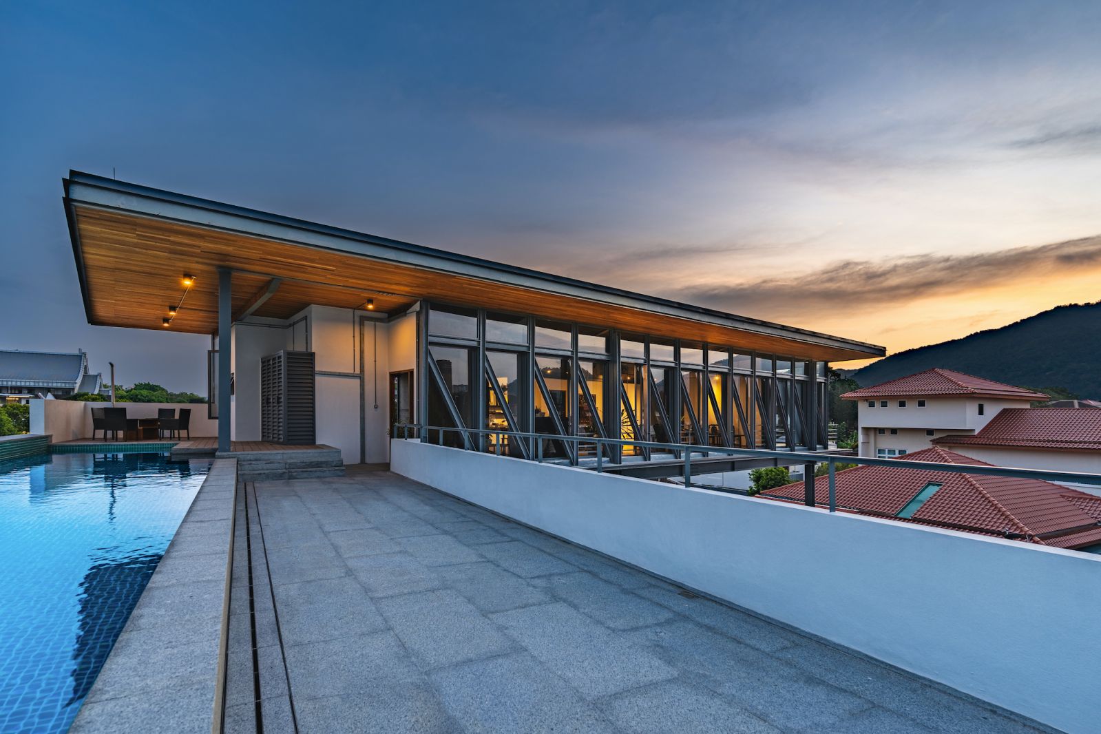 The soaring roof of the loft has a beautiful view