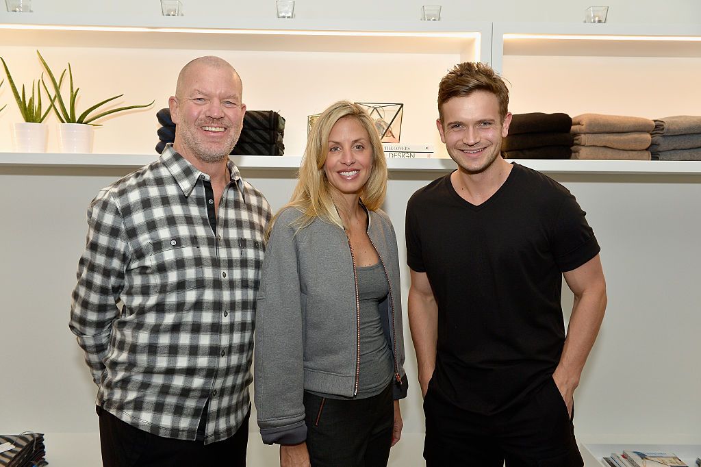 BOSTON, MA - OCTOBER 08: Chip Wilson, Shannon Wilson and JJ Wilson attend the Kit and Ace launch party on Newbury Street in Boston on October 8, 2015 in Boston, Massachusetts. (Photo by Paul Marotta/Getty Images for Kit and Ace)