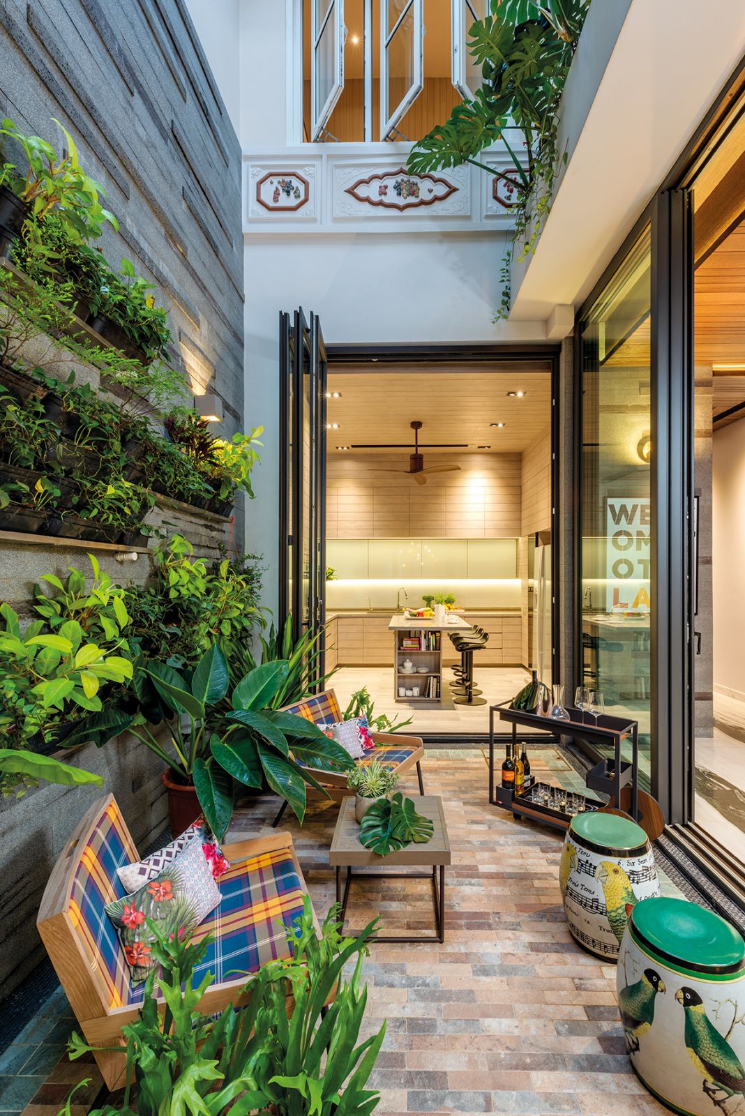 This courtyard is a calming haven enlivened by plant life