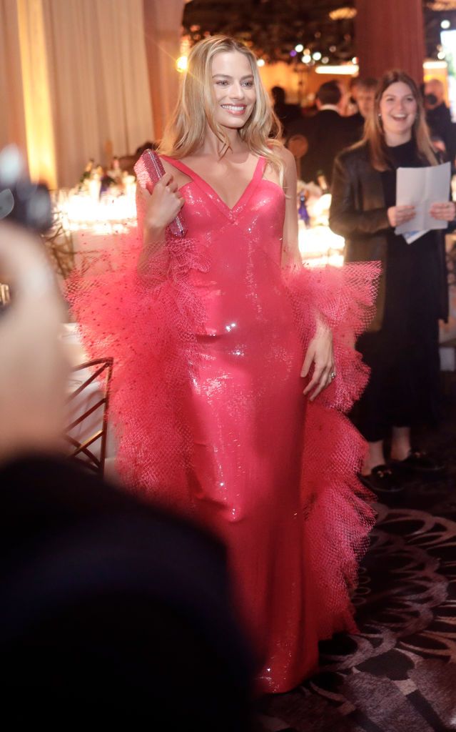 BEVERLY HILLS, CALIFORNIA - JANUARY 07: Margot Robbie attends the 81st Annual Golden Globe Awards at The Beverly Hilton on January 07, 2024 in Beverly Hills, California. (Photo by Matt Winkelmeyer/Getty Images)