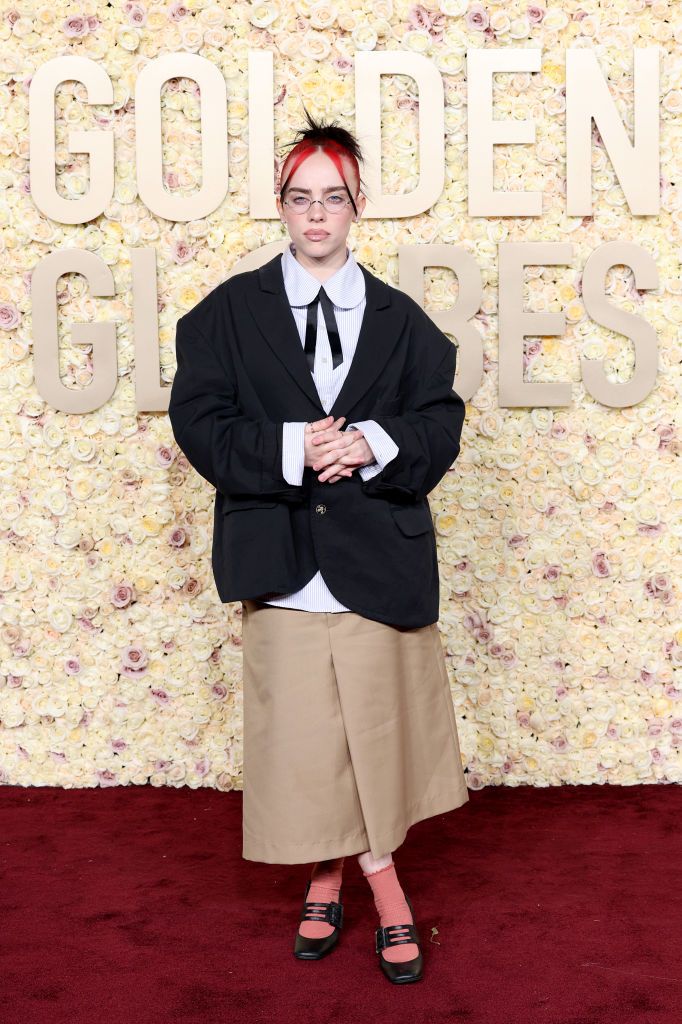 BEVERLY HILLS, CALIFORNIA - JANUARY 07: Billie Eilish attends the 81st Annual Golden Globe Awards at The Beverly Hilton on January 07, 2024 in Beverly Hills, California. (Photo by Monica Schipper/GA/The Hollywood Reporter via Getty Images)