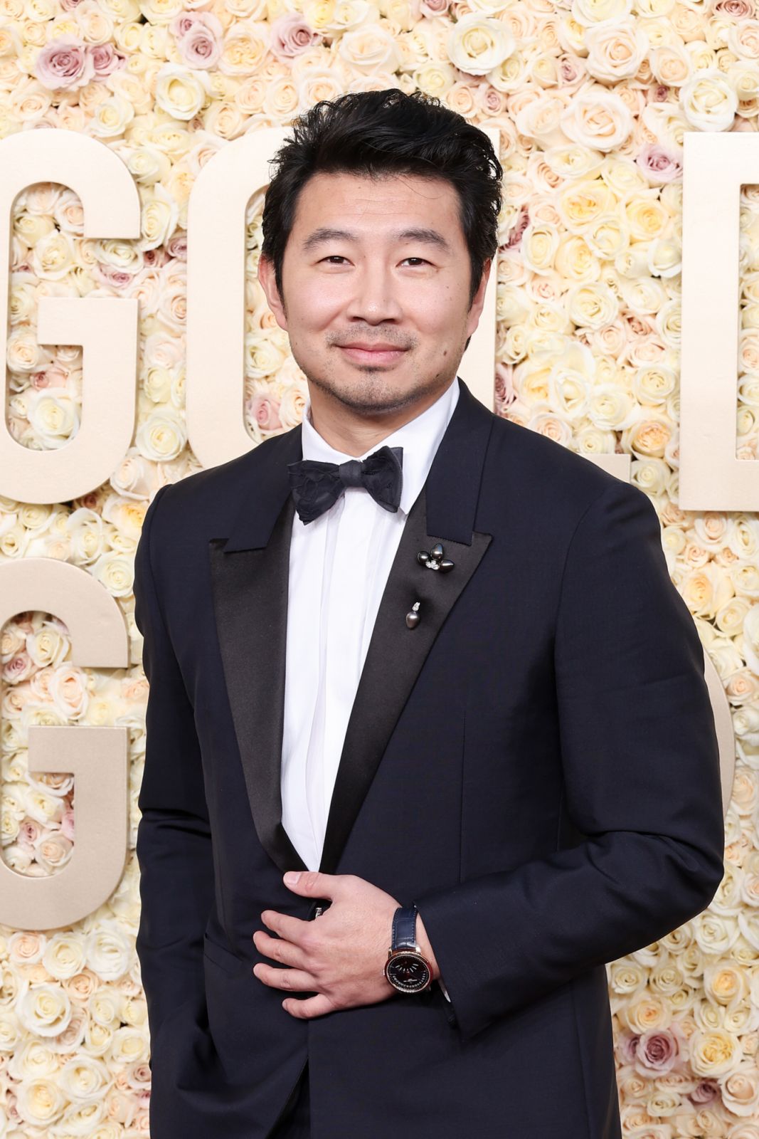 Simu Liu at the 81st Golden Globe Awards held at the Beverly Hilton Hotel on January 7, 2024 in Beverly Hills, California. (Photo by John Salangsang/Golden Globes 2024/Golden Globes 2024 via Getty Images)