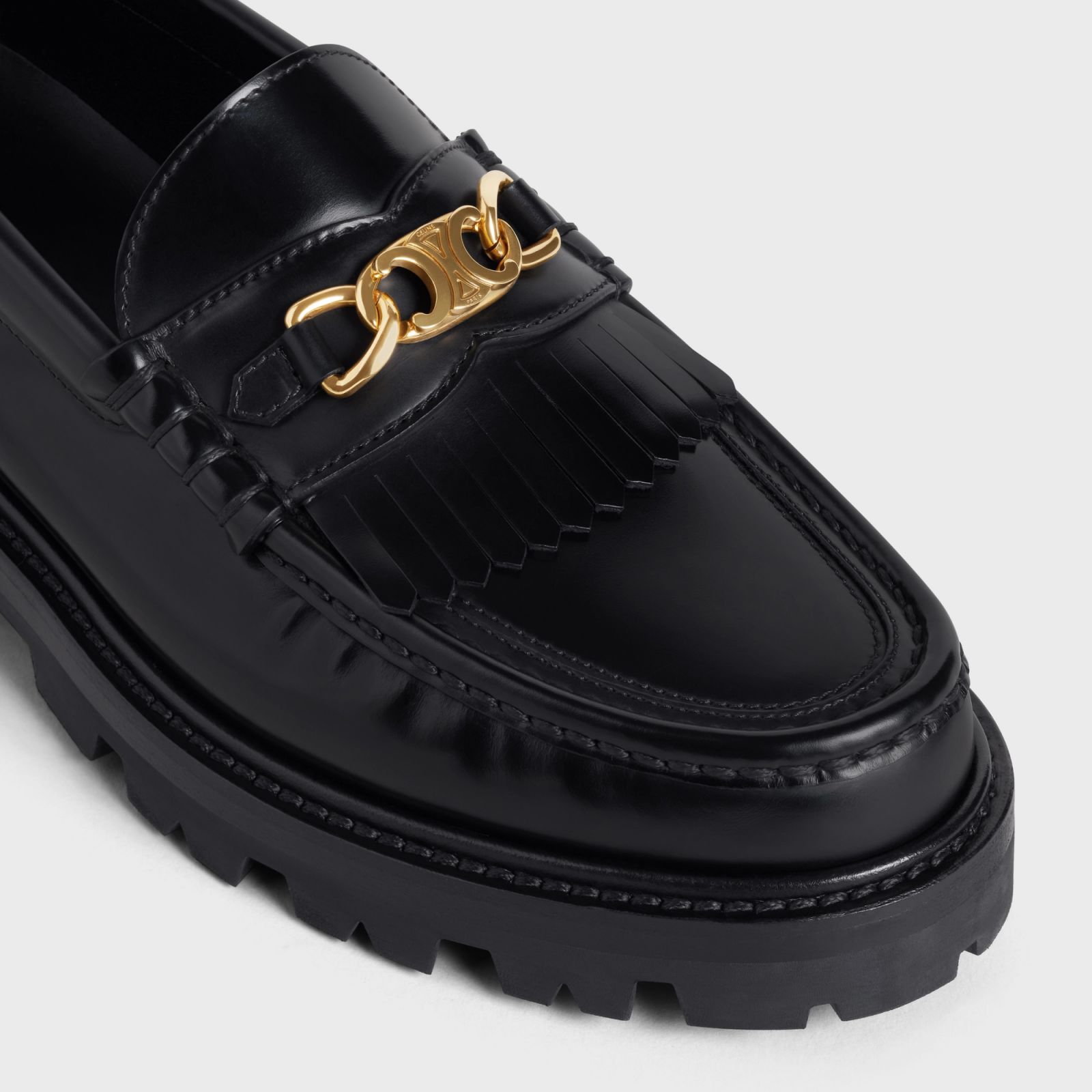 CELINE MARGARET LOAFERS WITH TRIOMPHE CHAIN($9,700)