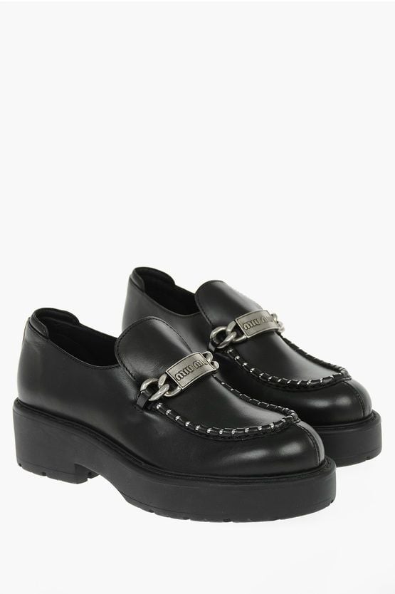 MIU MIU CHUNKY LEATHER LOAFERS