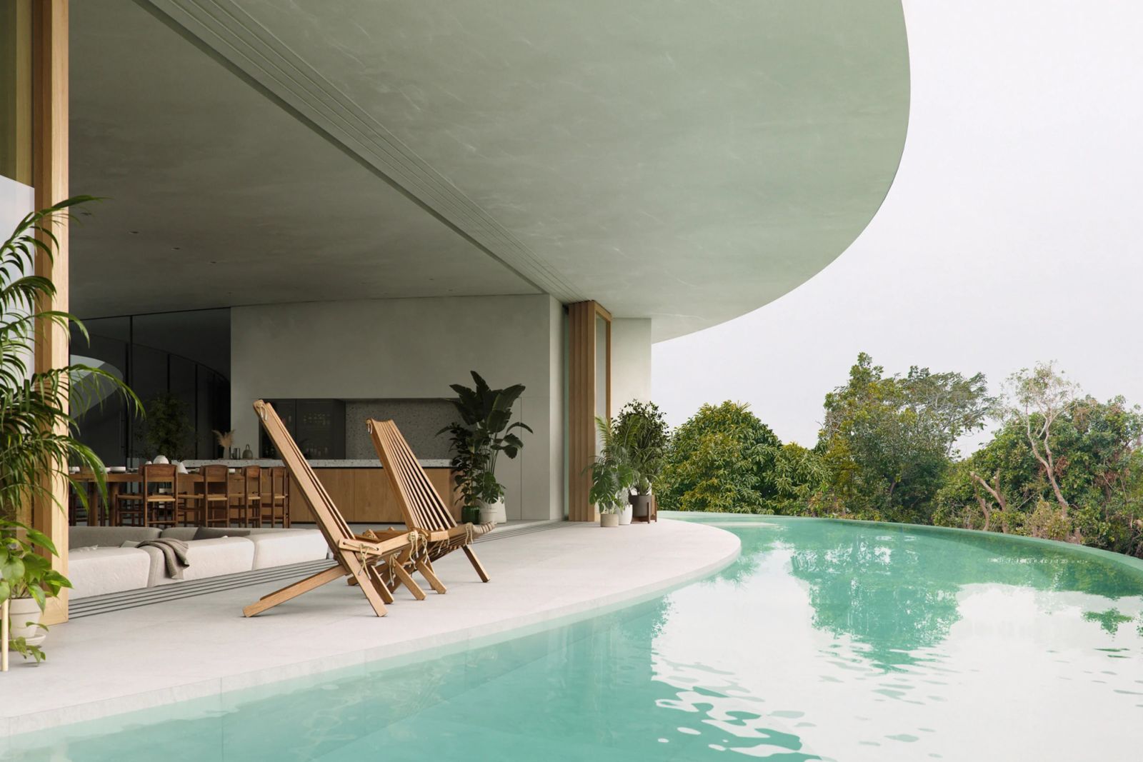 The infinity pool establishes a visual link between the property and the ocean (Photo: Instagram/@sou_fujimoto)