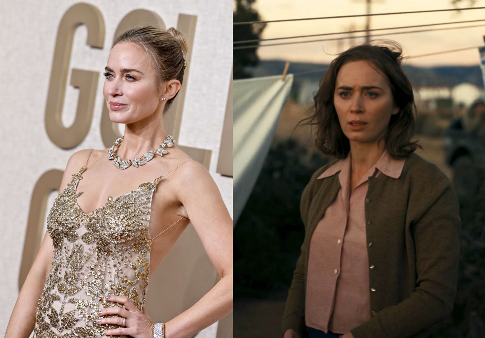 BEVERLY HILLS, CALIFORNIA - JANUARY 07: Emily Blunt attends the 81st Annual Golden Globe Awards at The Beverly Hilton on January 07, 2024 in Beverly Hills, California. (Photo by Axelle/Bauer-Griffin/FilmMagic)