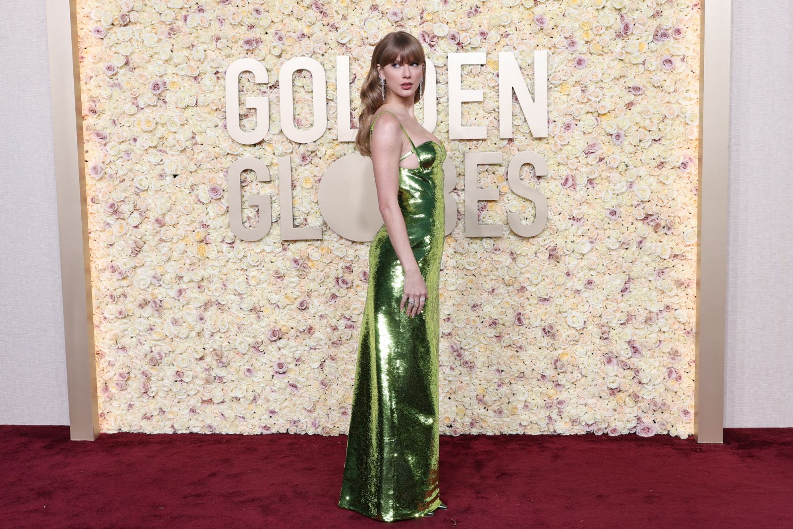 Taylor Swift at the 81st Golden Globe Awards held at the Beverly Hilton Hotel on January 7, 2024 in Beverly Hills, California. (Photo by John Salangsang/Golden Globes 2024/Golden Globes 2024 via Getty Images)
