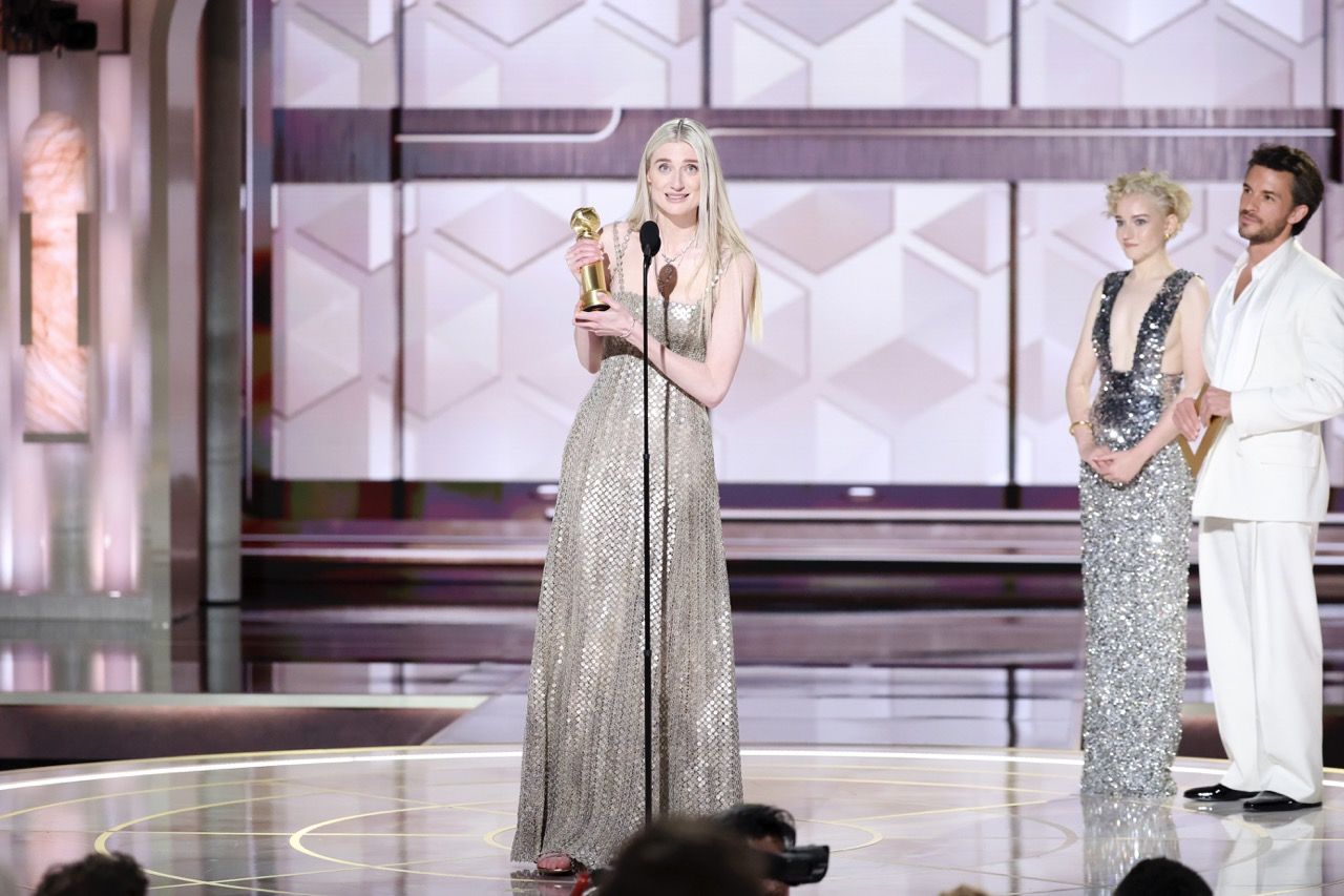 Elizabeth Debicki accepts the award for Best Performance by a Female Actor in a Supporting Role On Television for "The Crown" at the 81st Golden Globe Awards held at the Beverly Hilton Hotel on January 7, 2024 in Beverly Hills, California. (Photo by Rich Polk/Golden Globes 2024/Golden Globes 2024 via Getty Images)