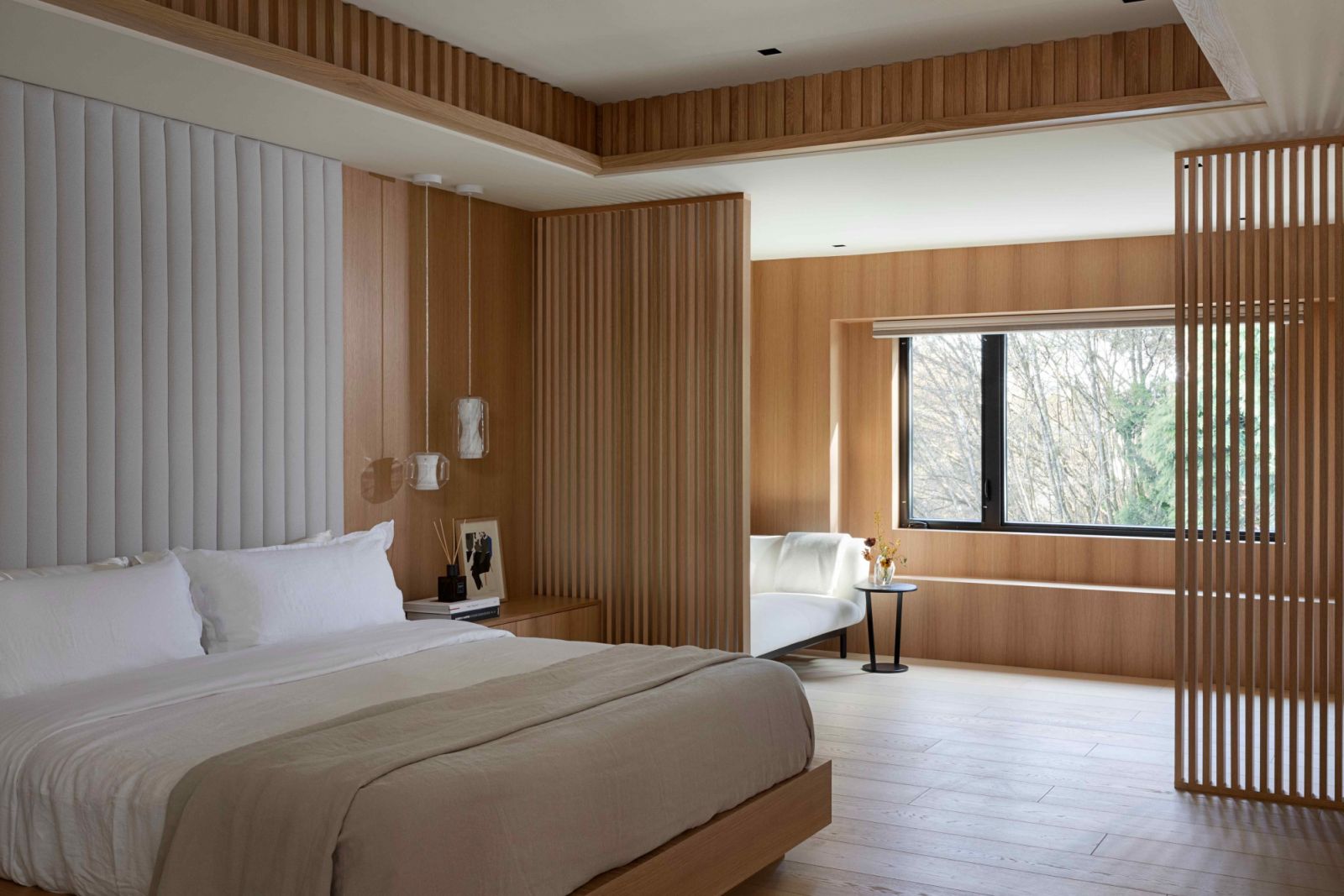The main bedroom with a lounge area