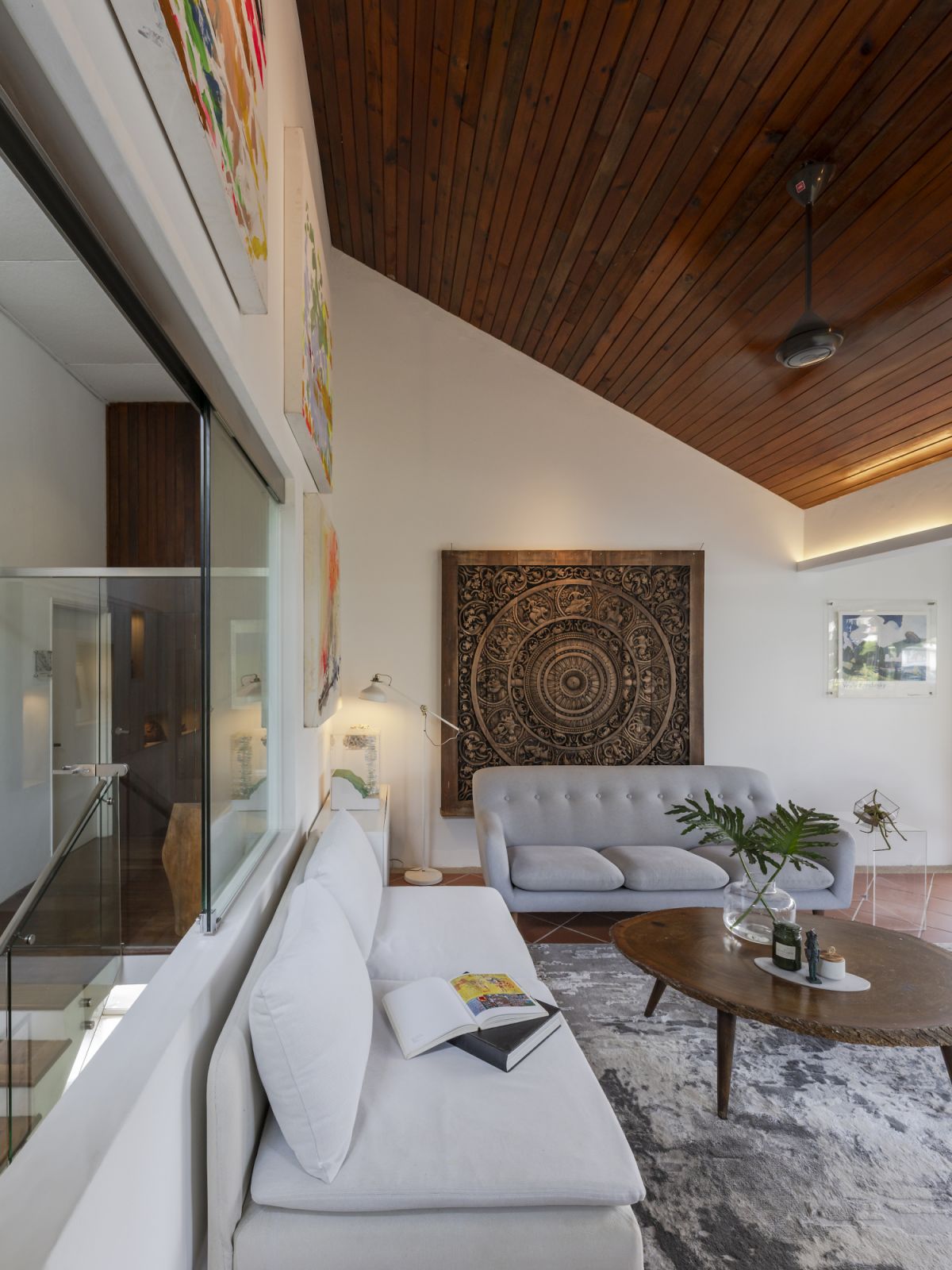 The home has multiple stories;