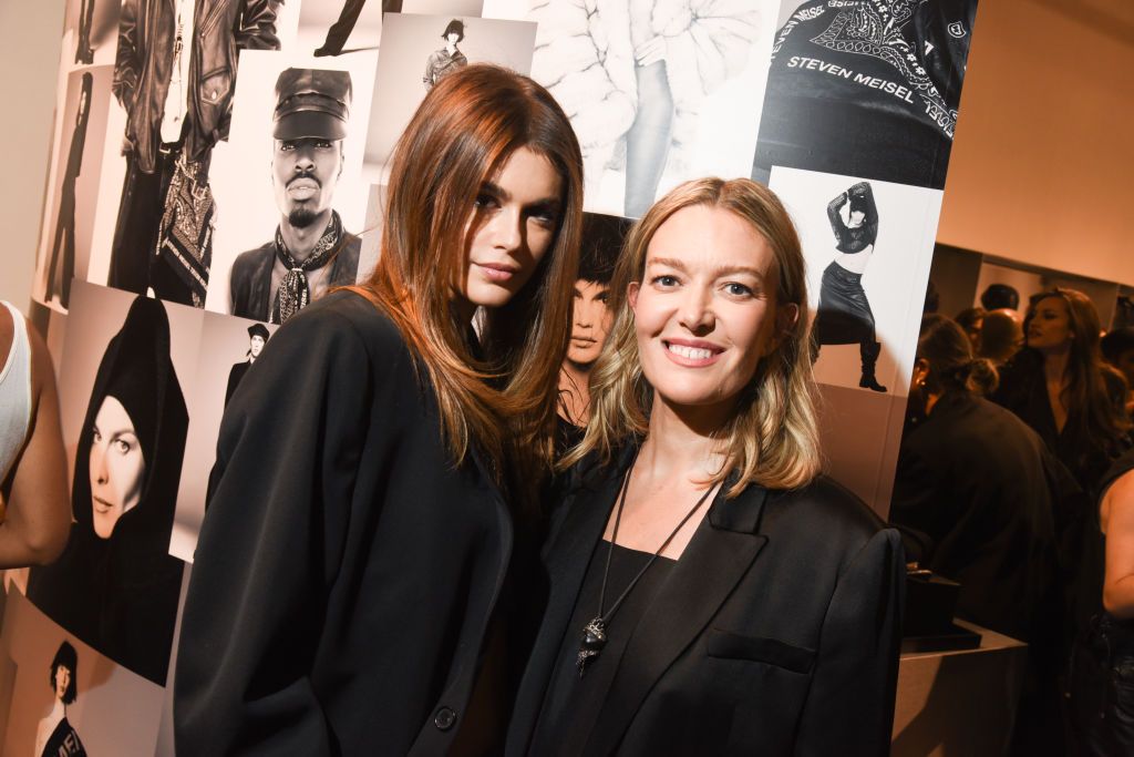 Kaia Gerber and Marta Ortega Perez at the Steven Meisel Zara cocktail event on September 8, 2023 in New York, New York. (Photo by Steve Eichner/WWD via Getty Images)