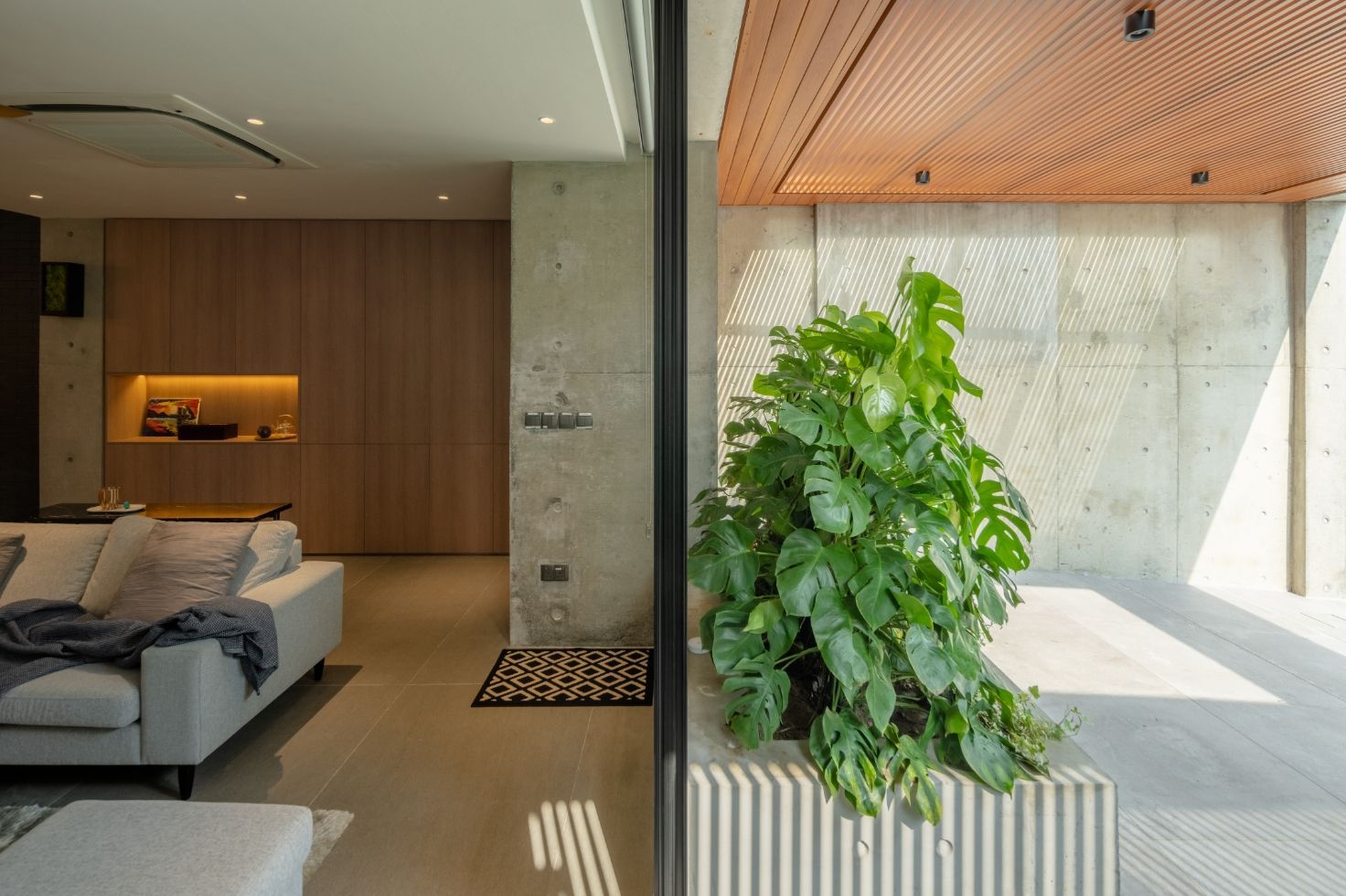 The sense of arrival is created by the open-concept floor plan that starts from the lush entrance