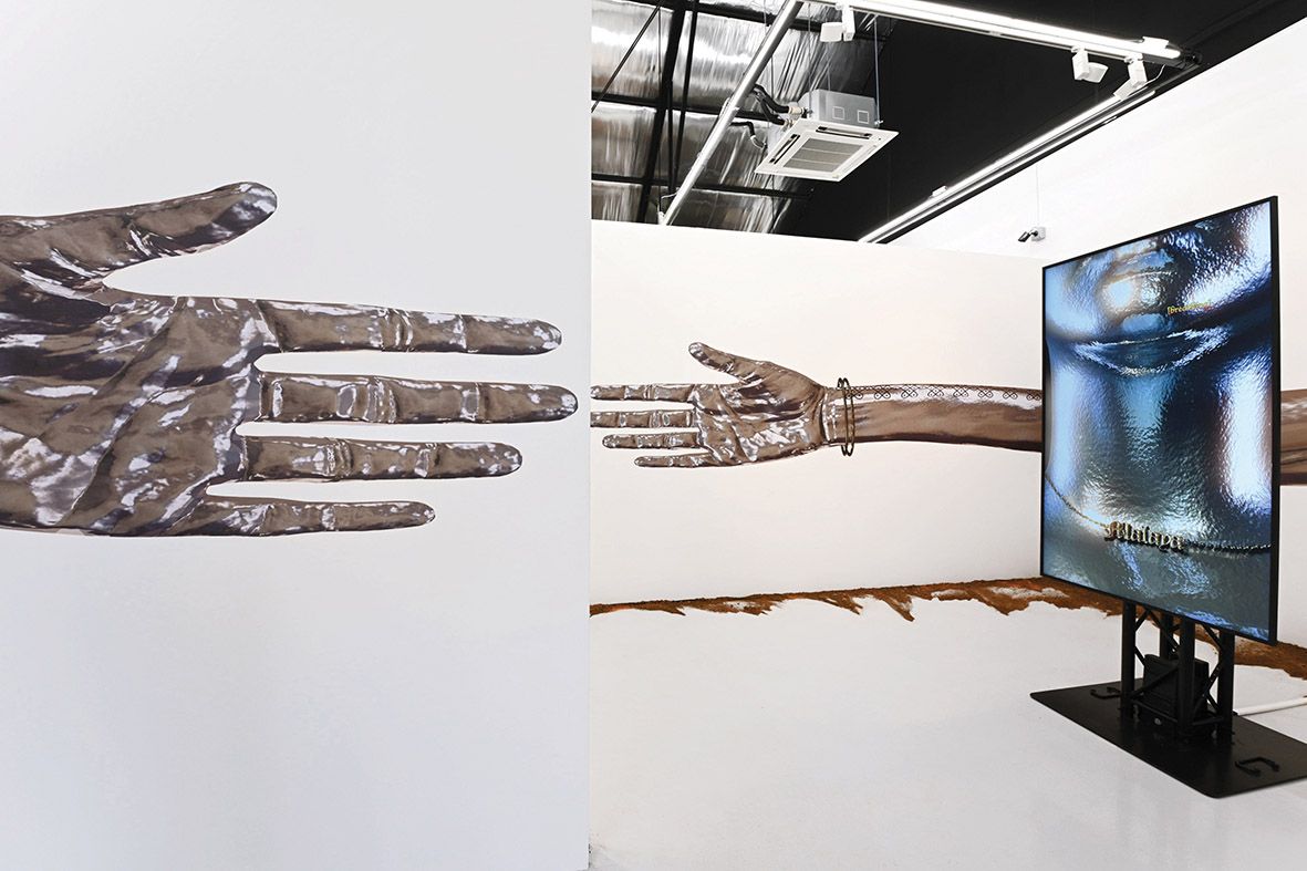 An installation view of Forget Me, Forget Me Not (2022) by Priyageetha Dia at Yeo Workshop