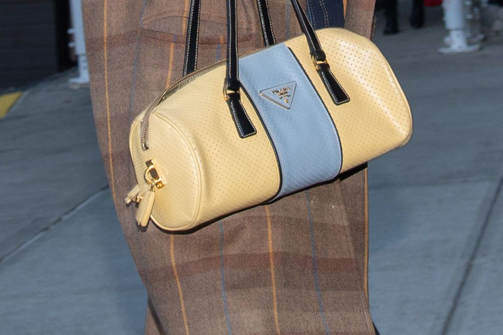 NEW YORK, NY - DECEMBER 22: Bella Hadid, bag detail, is seen out and about on December 22, 2023 in New York, New York. (Photo by MEGA/GC Images)