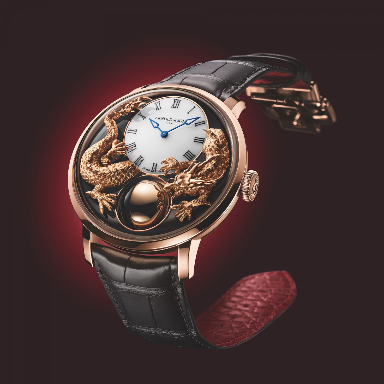 Arnold & Son Luna Magna Red Gold “Year of the Dragon” with black onyx dial