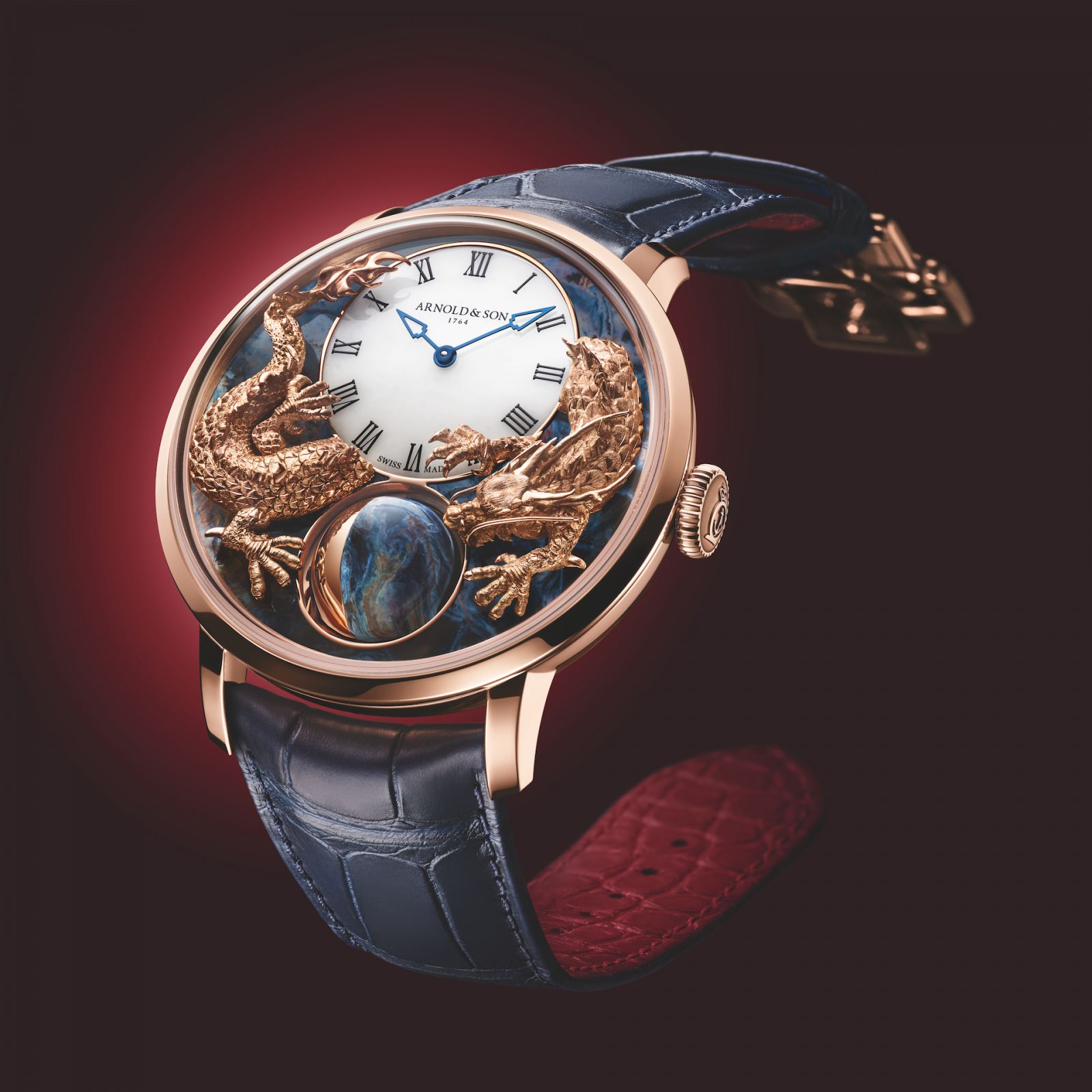 Arnold & Son Luna Magna Red Gold “Year of the Dragon” with blue onyx dial