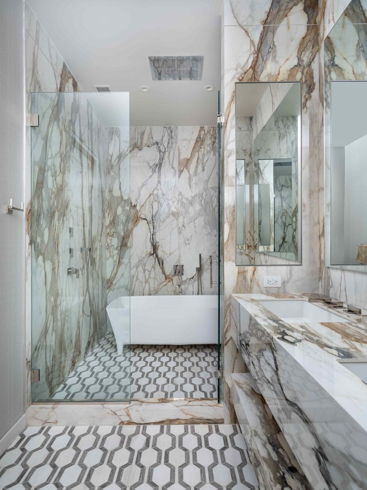 Mable slabs and historical European patterned flooring