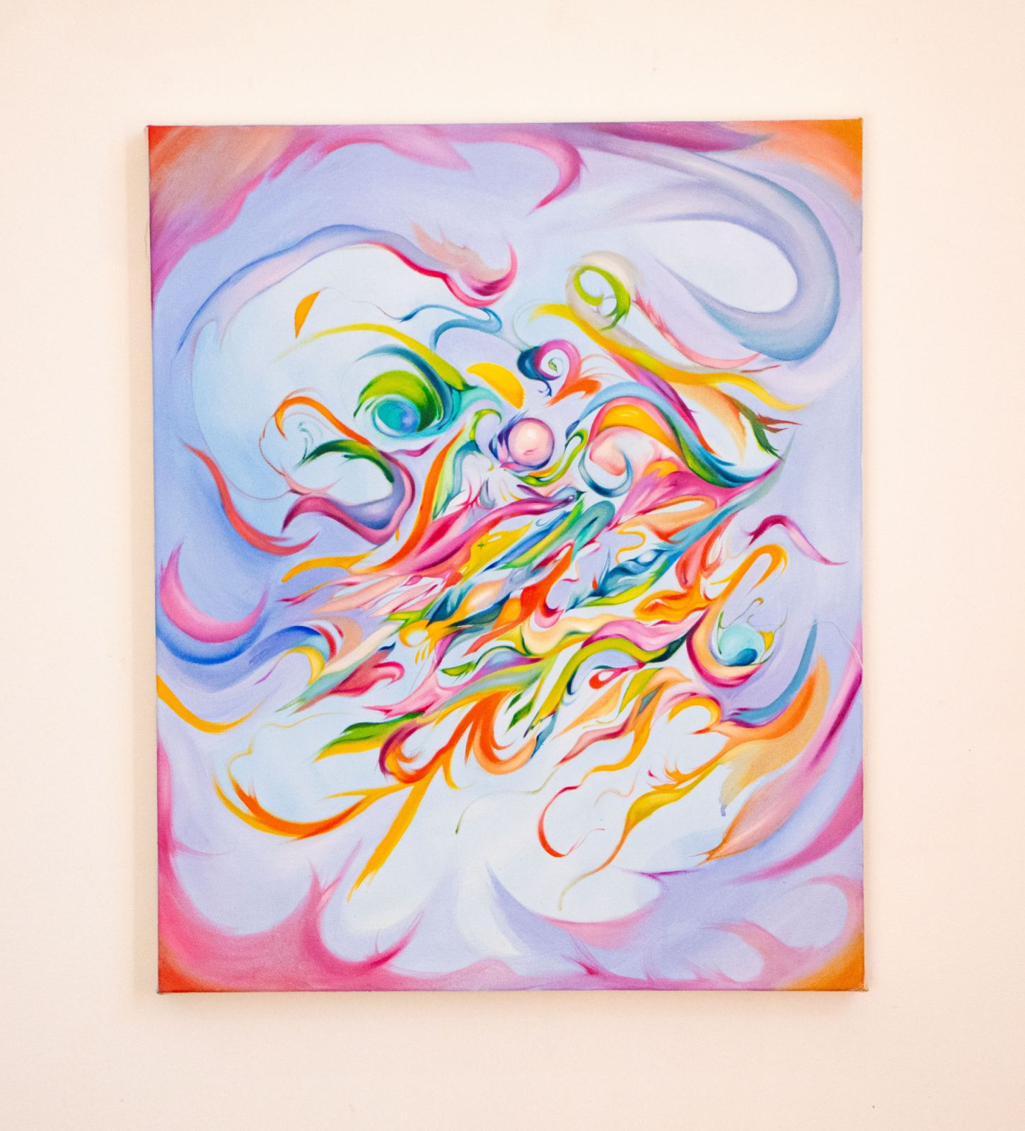 Jessie Xiaoyi Han's "In the waves with you" (2023) on view for “With love, from the island” at Sens Gallery, Room 08, 19/F, Landmark South, 39 Yip Kan Street, Wong Chuk Hang, January 26 - March 2 (Photo: courtesy Sens Gallery)