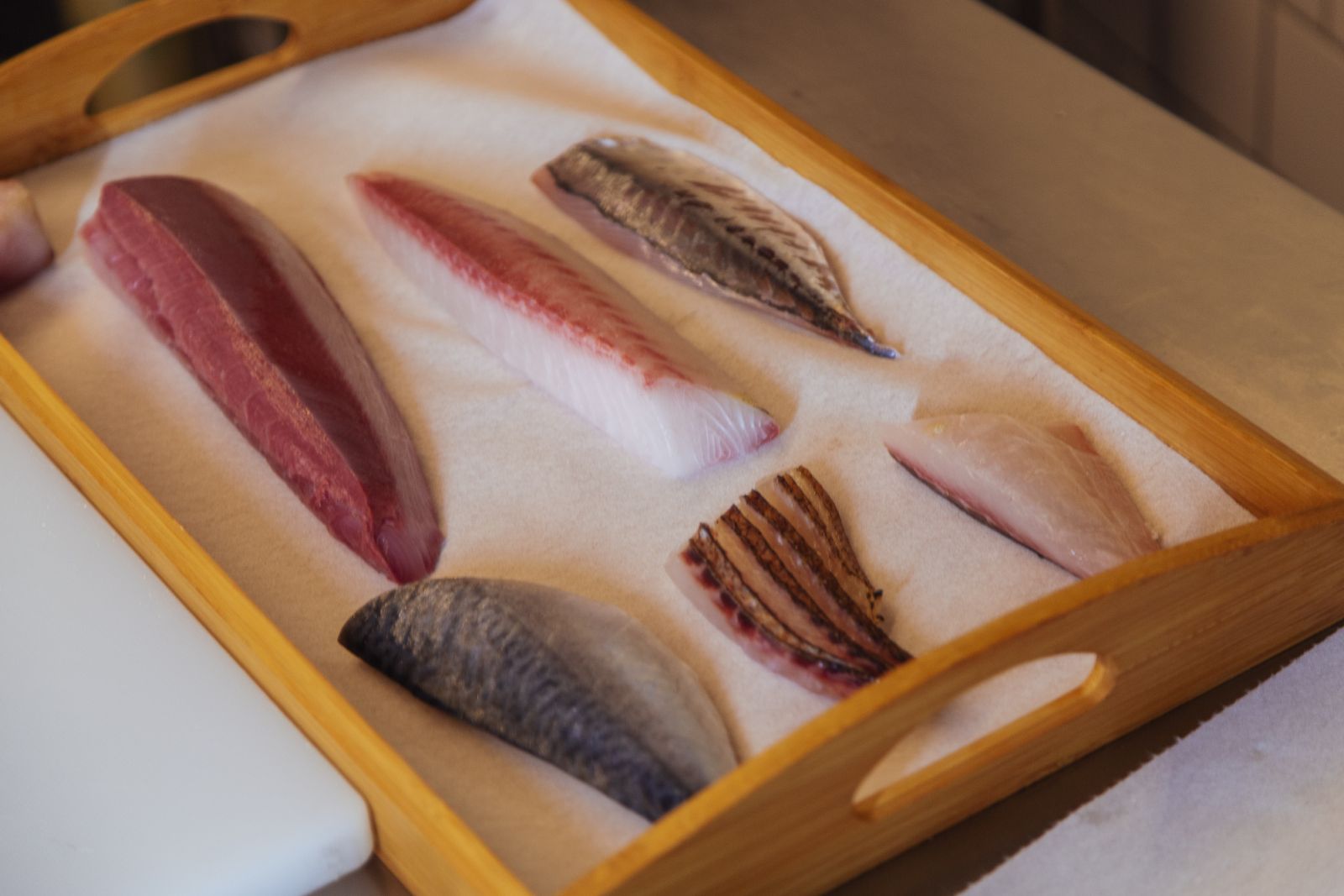 Six different types of dish filleted and ready for service