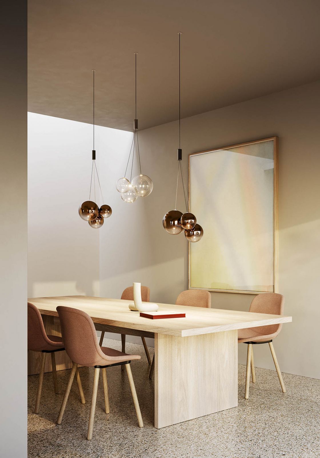 The lightweight Random pendant lamp by Lodes takes the stage in this dining room (Photo: Lodes)