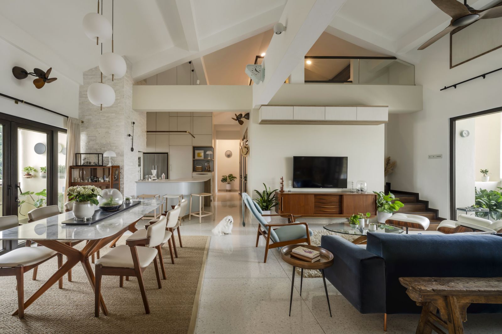 The newly renovated penthouse is a clear open space