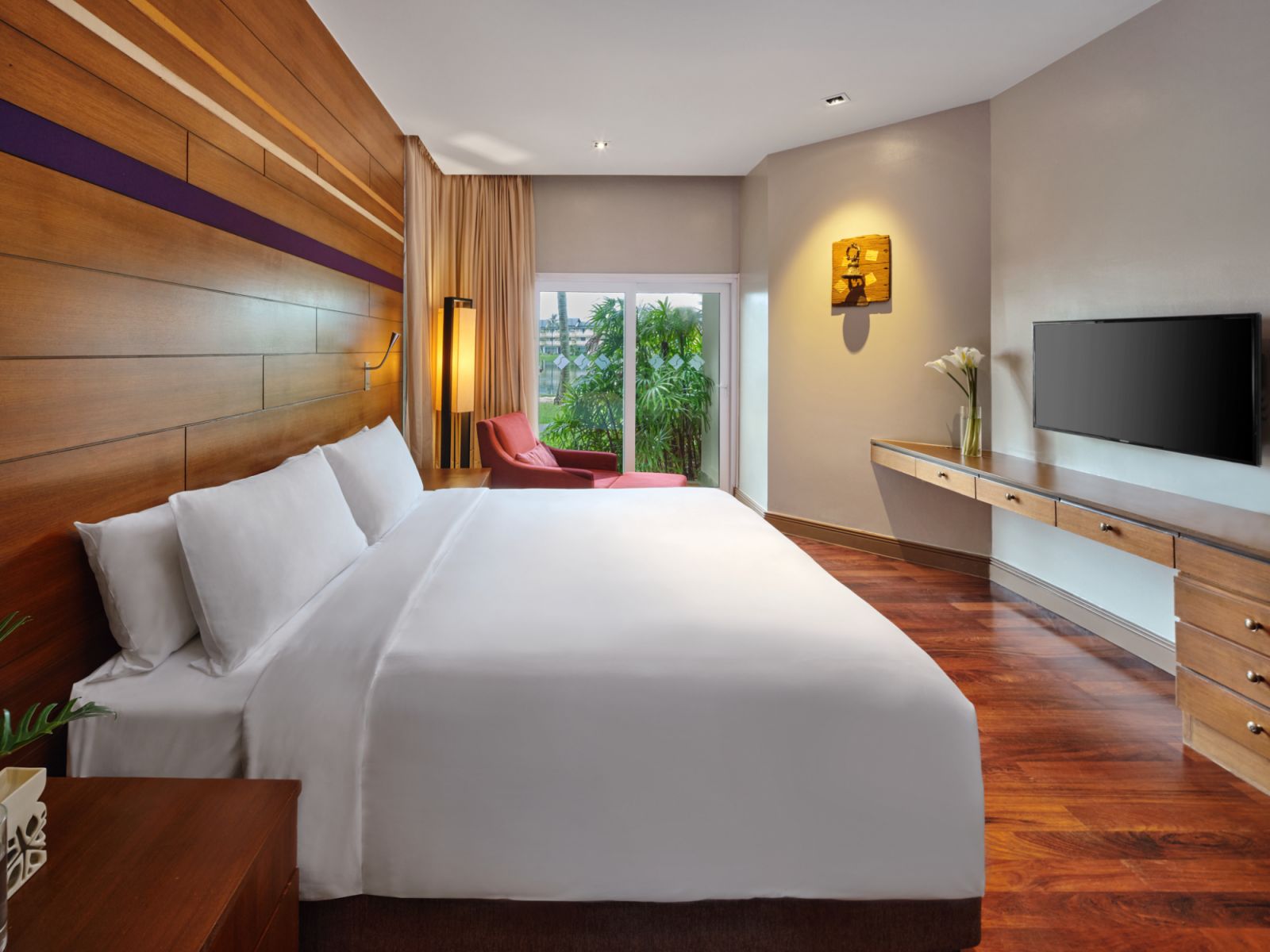 The master bedroom in the two bedroom island suite
