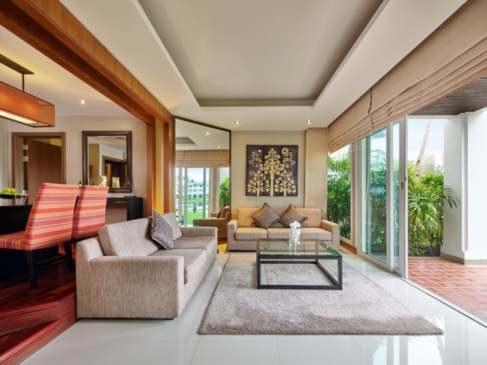 The living room in the two bedroom island suite