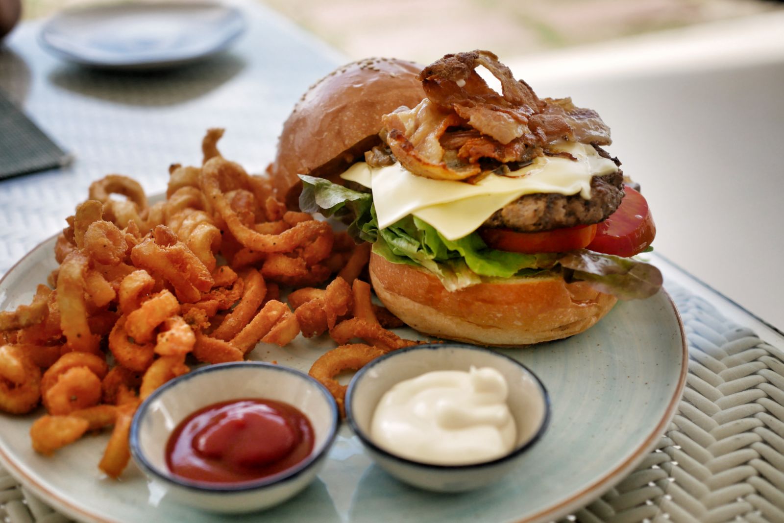 A delicious burger off the Xana menu, had at Azura