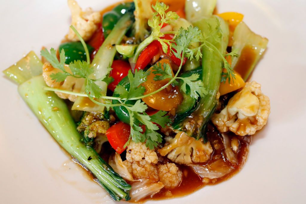 Vegetarian food in vietnamese vegan restaurant. Vegetables plate. Vietnam.. (photo by: Godong/ Universal Images Group via Getty Images)