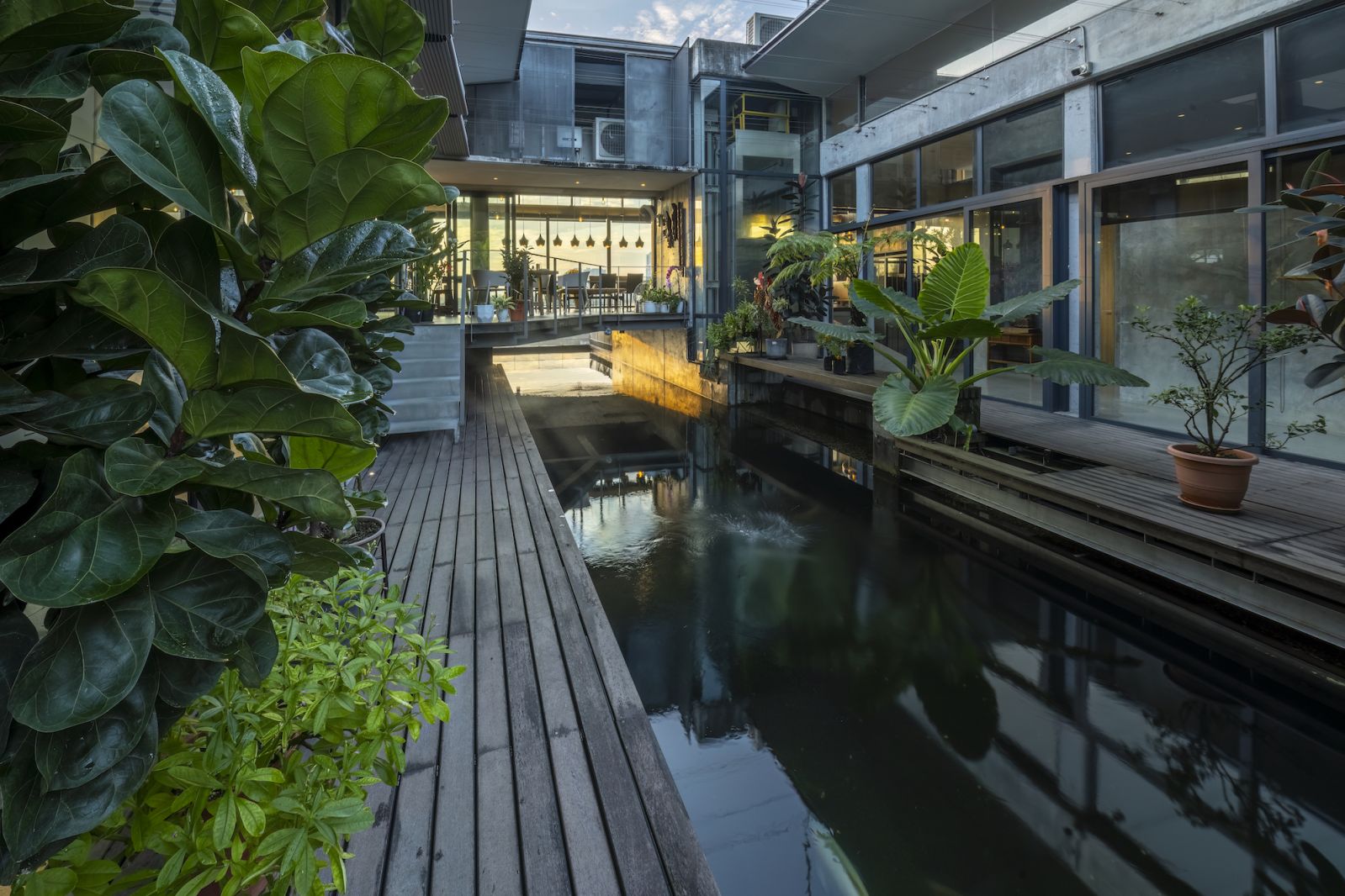 The pond has a retractable roof