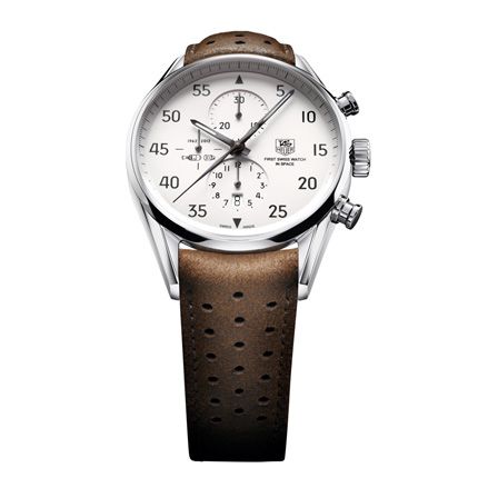 Elon Musk珍藏的TAG Heuer限量版Carrera 1887 SpaceX Chronograph腕錶。（Photo: TAG Heuer）