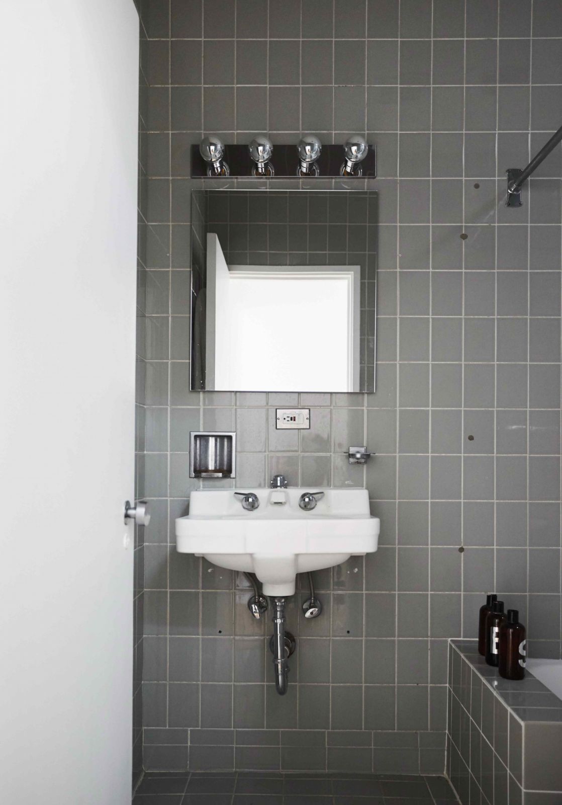 The mid-century style bathroom